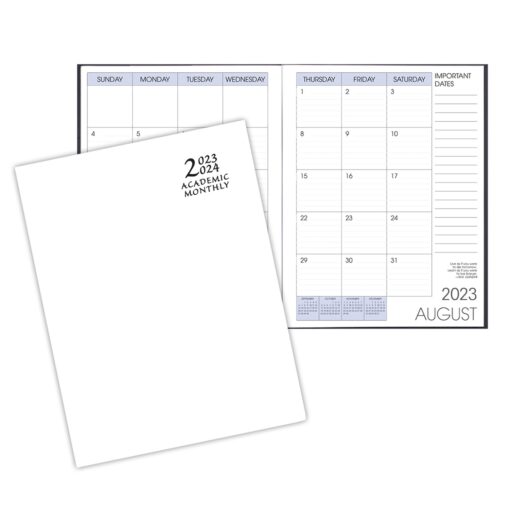 Academic Saddle Stitched Monthly Desk Planner w/ White Economy Cover-2