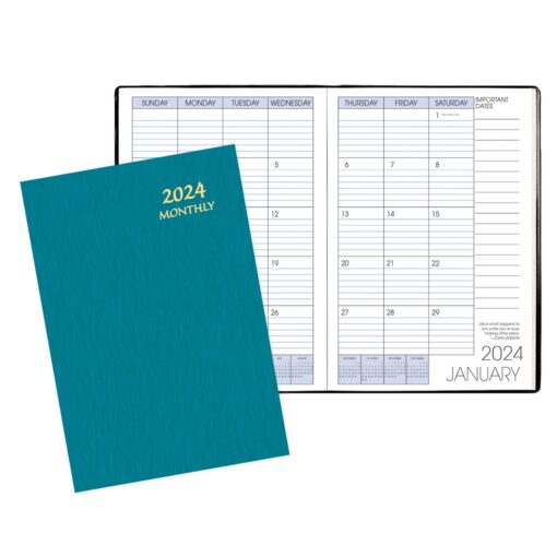 Monthly Desk Saddle Stitched Appointment Planner w/ Shimmer Cover-2
