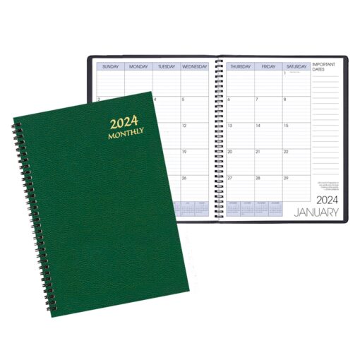 Monthly Desk Wire Bound Appointment Planner w/ Leatherette Cover-2