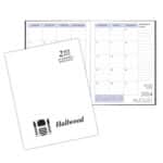 Custom Academic Saddle Stitched Monthly Desk Planner w/ White Economy Cover