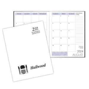 Custom Academic Saddle Stitched Monthly Desk Planner w/ White Economy Cover