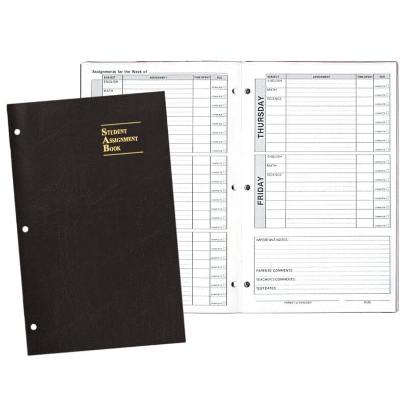 Custom Academic Weekly Assignment Book w/ Leatherette Cover - 1