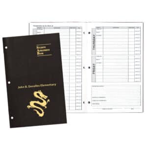 Custom Academic Weekly Assignment Book w/ Leatherette Cover
