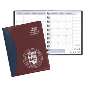 Custom Academic Wire Bound Monthly Desk Planner w/ Carriage Vinyl Cover