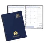 Custom Academic Wire Bound Monthly Desk Planner w/ Leatherette Cover