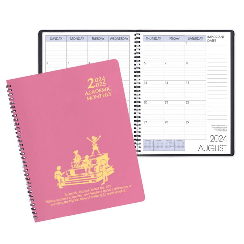 Custom Academic Wire Bound Monthly Desk Planner w/ Twilight Cover
