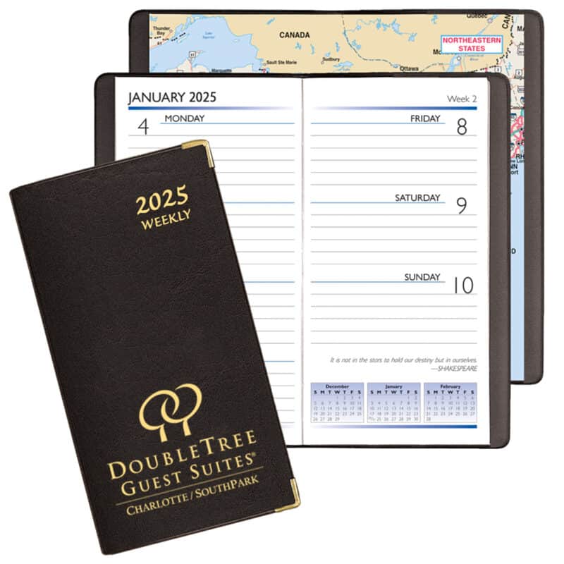 Custom Continental Weekly Pocket Planner w/ Brass Corners