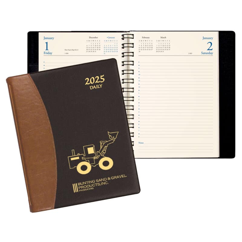 Custom Daily Classic Wire Bound Diary w/ Carriage Vinyl Cover