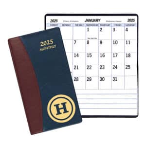 Custom Large Print Monthly Pocket Planner w/ Carriage Vinyl Cover