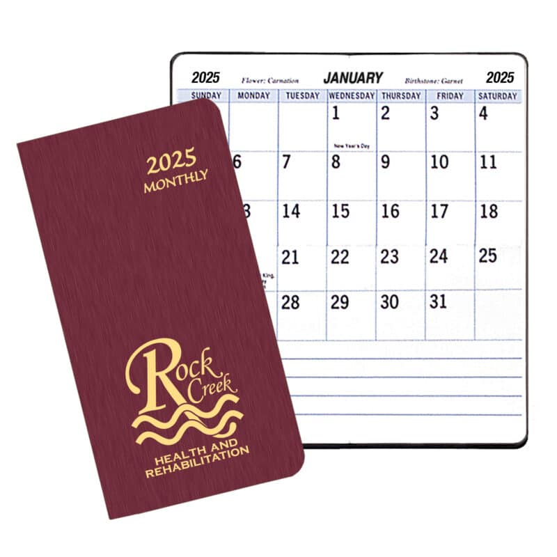 Custom Large Print Monthly Pocket Planner w/ Shimmer Cover