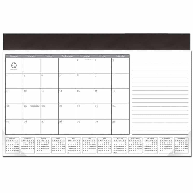 Custom Leatherette Computer Station Desk Pad Calendar - 2