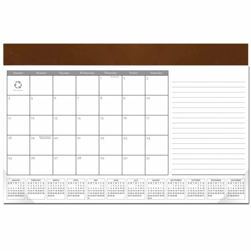 Custom Leatherette Computer Station Desk Pad Calendar - 3