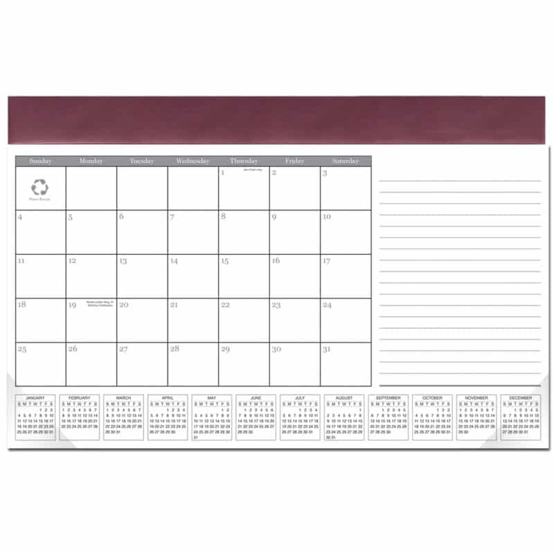 Custom Leatherette Computer Station Desk Pad Calendar - 4