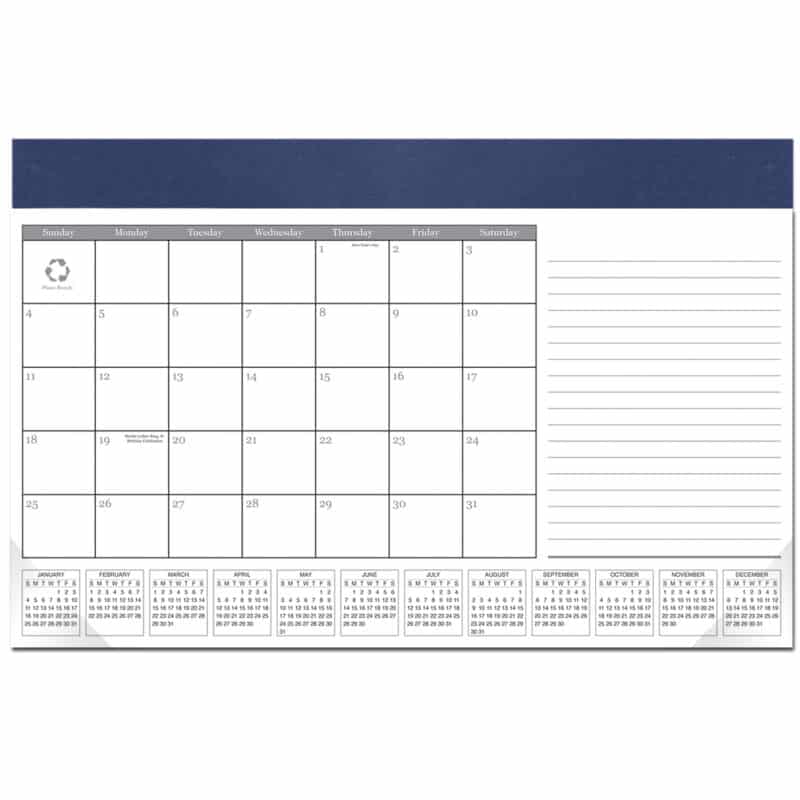 Custom Leatherette Computer Station Desk Pad Calendar - 6