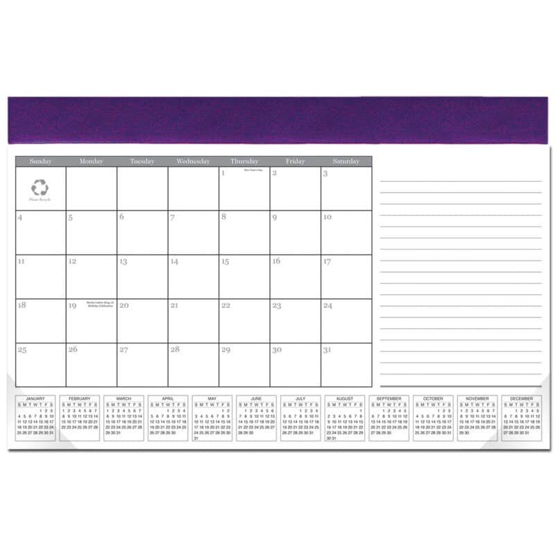 Custom Leatherette Computer Station Desk Pad Calendar - 7