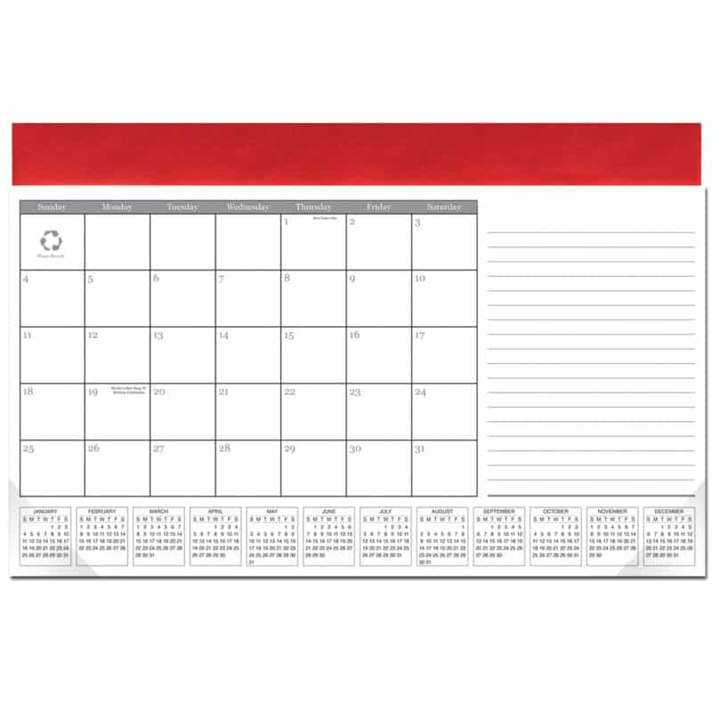 Custom Leatherette Computer Station Desk Pad Calendar - 8