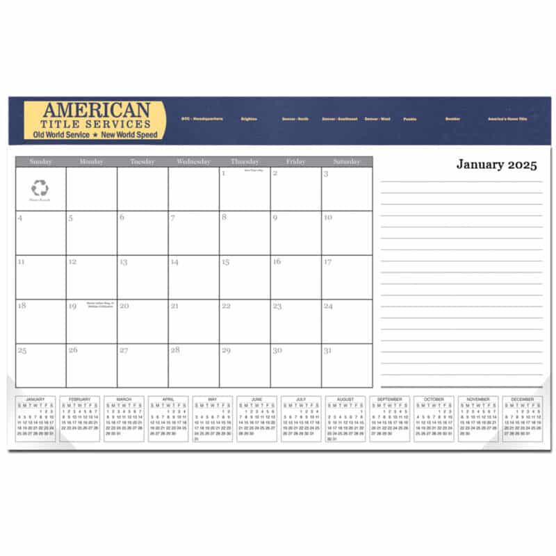Custom Leatherette Computer Station Desk Pad Calendar