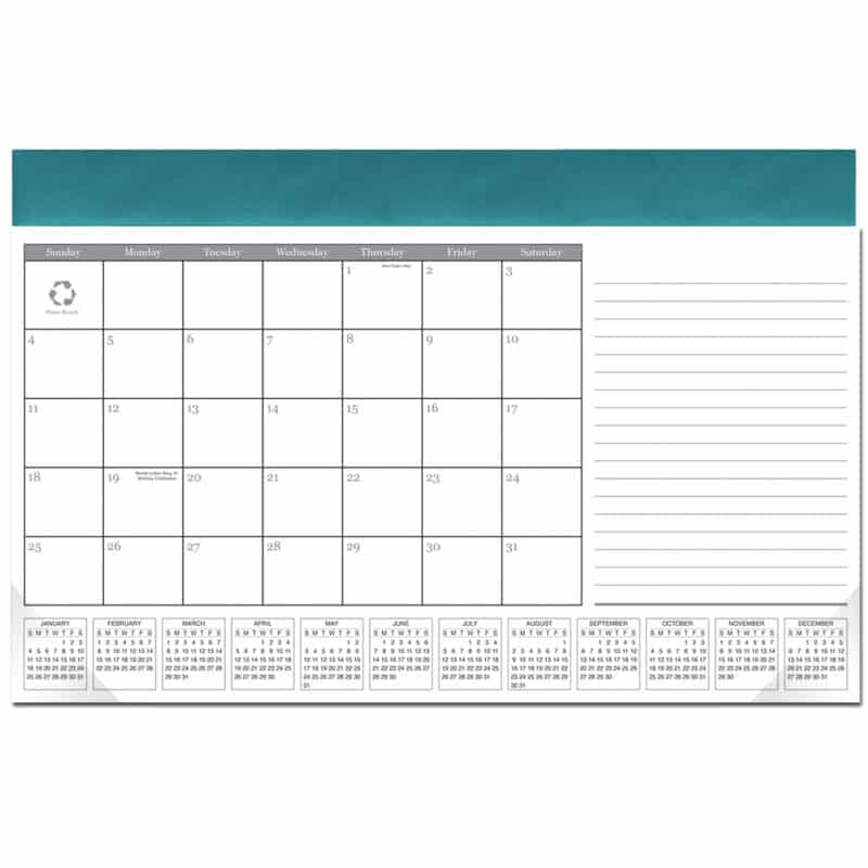 Custom Leatherette Computer Station Desk Pad Calendar - 9