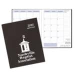 Custom Monthly Desk Saddle Stitched Appointment Calendar/Planner w/ Leatherette Cover