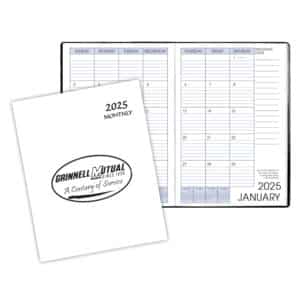 Custom Monthly Desk Saddle Stitched Appointment Planner w/ Economy White Cover