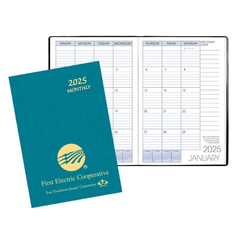 Custom Monthly Desk Saddle Stitched Appointment Planner w/ Shimmer Cover