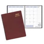 Custom Monthly Desk Wire Bound Appointment Calendar/Planner w/ Leatherette Cover - 1