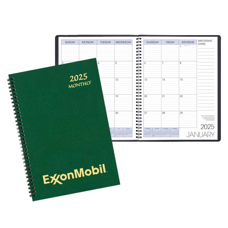 Custom Monthly Desk Wire Bound Appointment Planner w/ Leatherette Cover