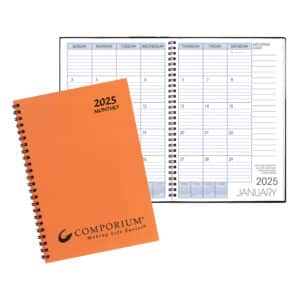 Custom Monthly Desk Wire Bound Appointment Planner w/ Technocolor Cover