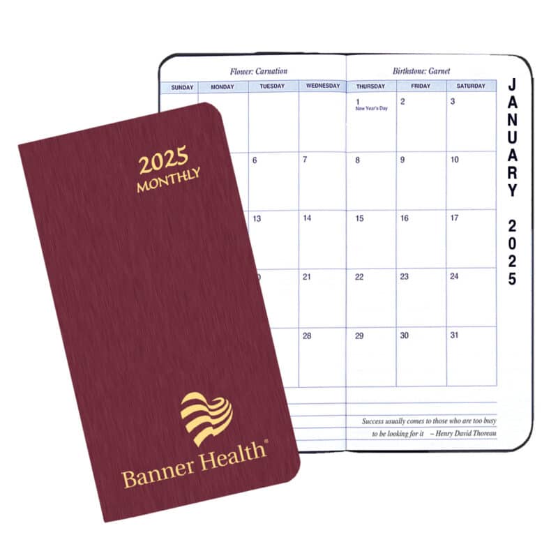 Custom Monthly Pocket Planner W/ Shimmer Cover - Upright Format
