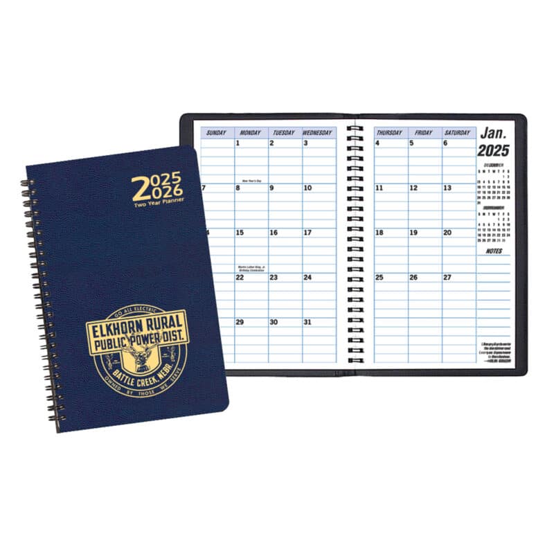 Custom Two Year Monthly Desk Planner w/ Leatherette Cover