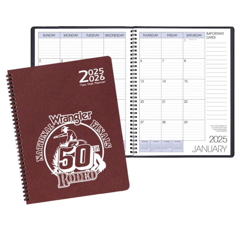 Custom Two Year Monthly Desk Planner w/ Leatherette Cover