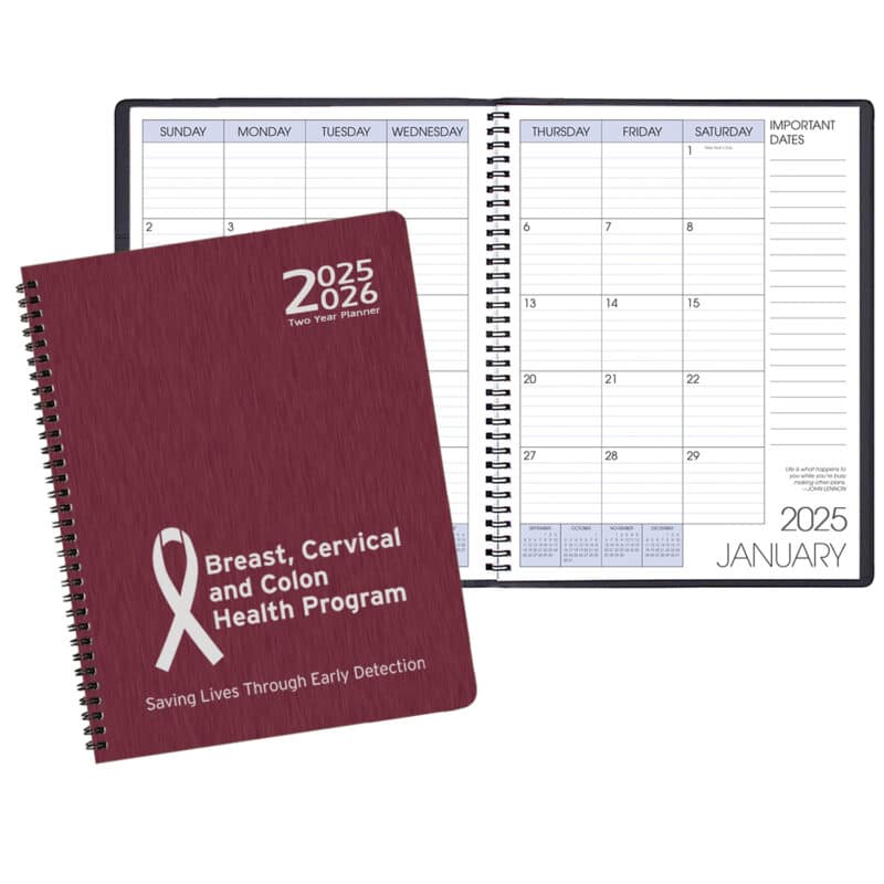 Custom Two Year Monthly Desk Planner w/ Shimmer Cover