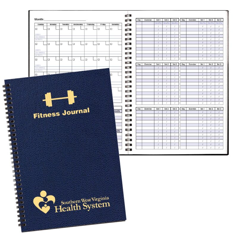 Fitness-Journal-Large-7-x-10-Wire-Bound-Leatherette-Cover-FJX-61W Custom Fitness Journal Large 7 x 10